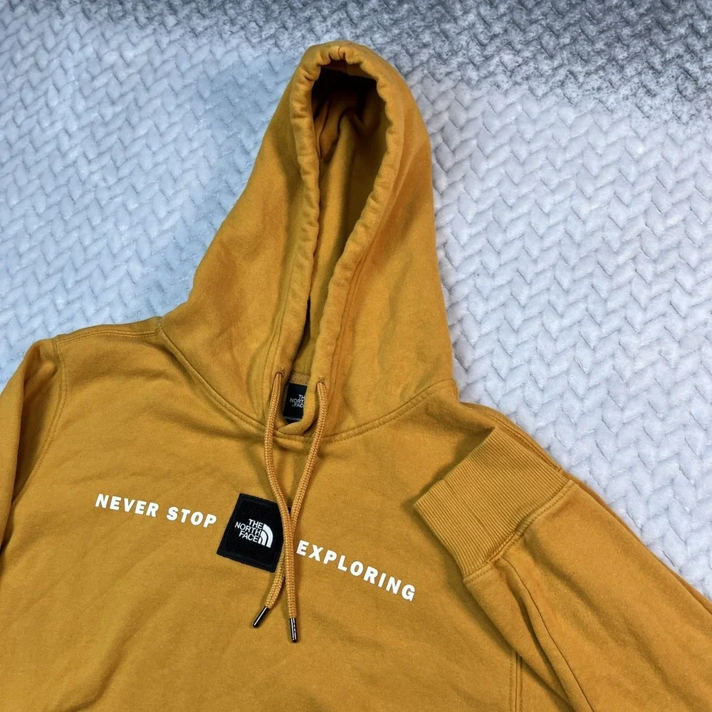 The North Face Hoodie Mens M Orange Never Stop Exploring Pullover Sweatshirt